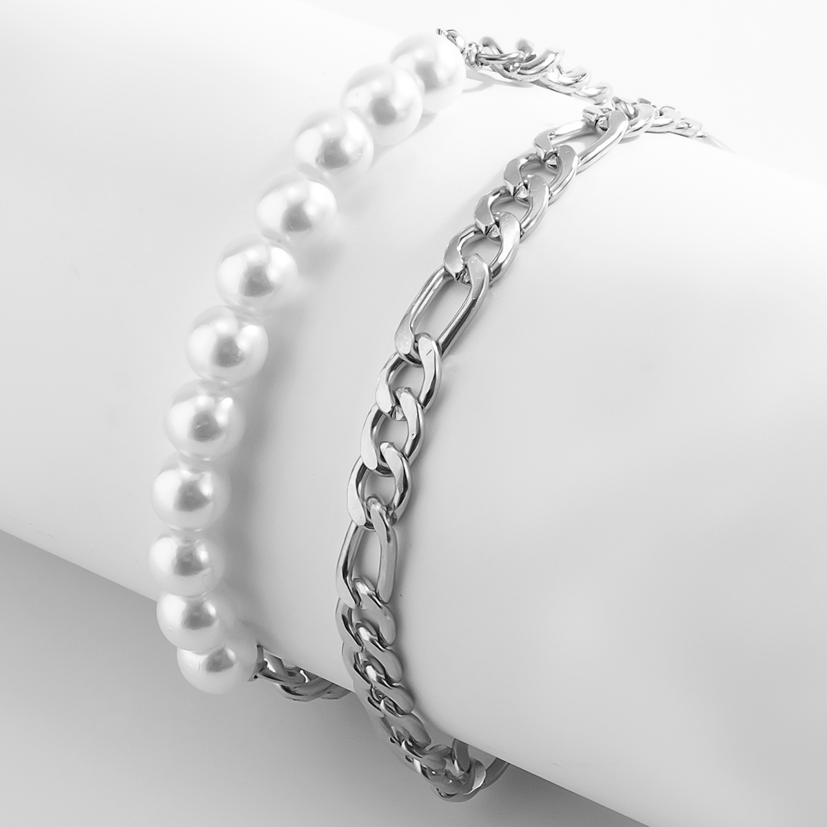 2pcs Men's Pearl Panel Bracelet Set